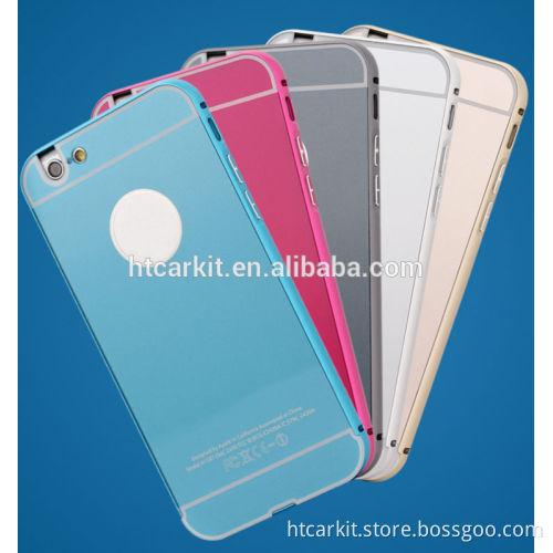 Aluminum metal bumper clear PC backup cell phone case cover for iphone 6 4.7" 6plus 5.5"
